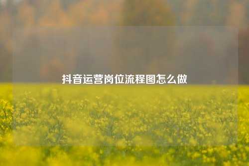 抖音运营岗位流程图怎么做