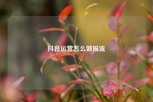 抖音运营怎么做投流