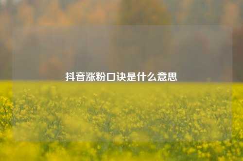 抖音涨粉口诀是什么意思