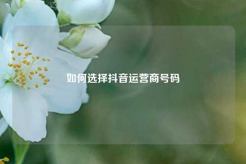 如何选择抖音运营商号码