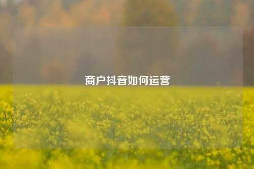 商户抖音如何运营
